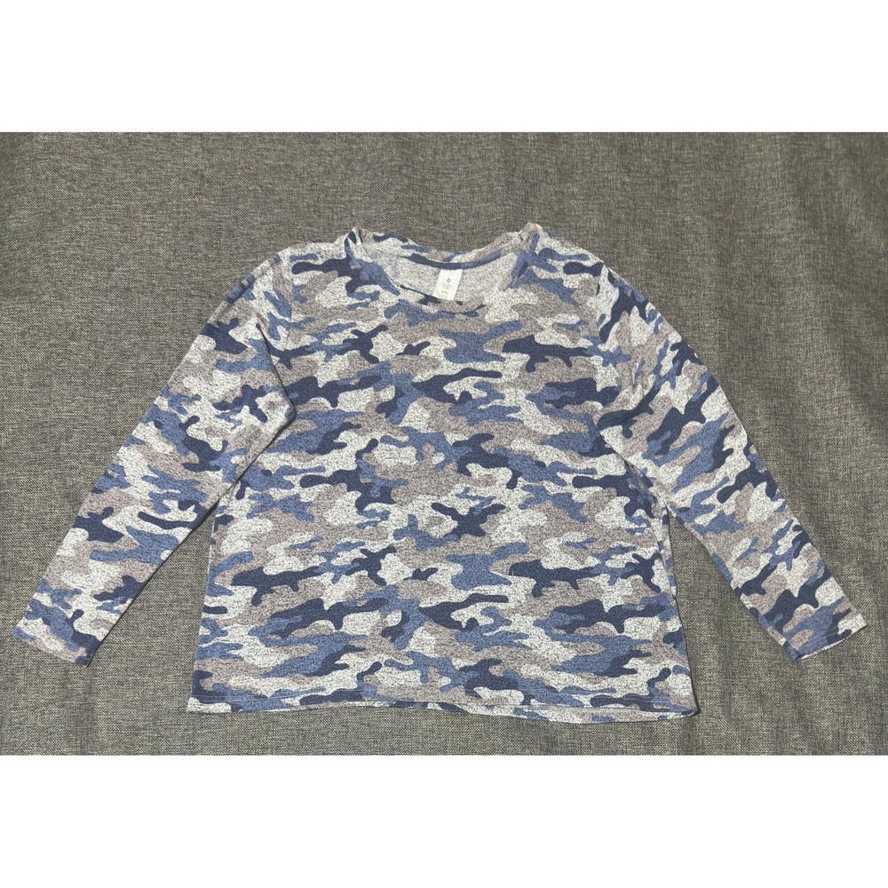 Member's Mark Womens XXL Long Sleeve Cozy Top Dark Navy Camo